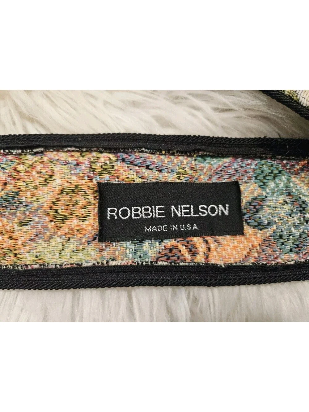 Robbie Nelson Tapestry Vintage Belt Embroidered Floral 34 Inches